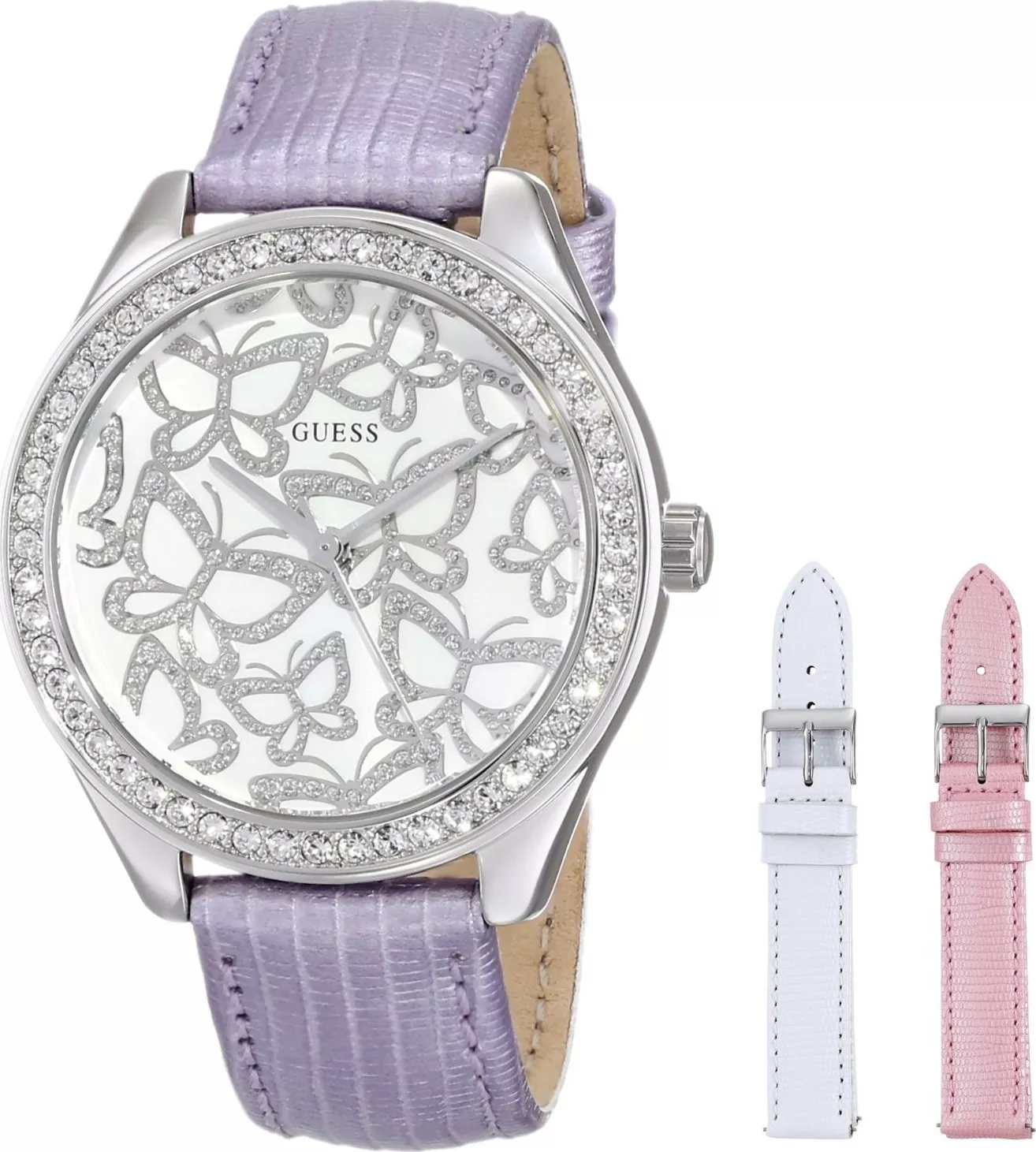 GUESS Women's in White, Pink & Lilac 36mm