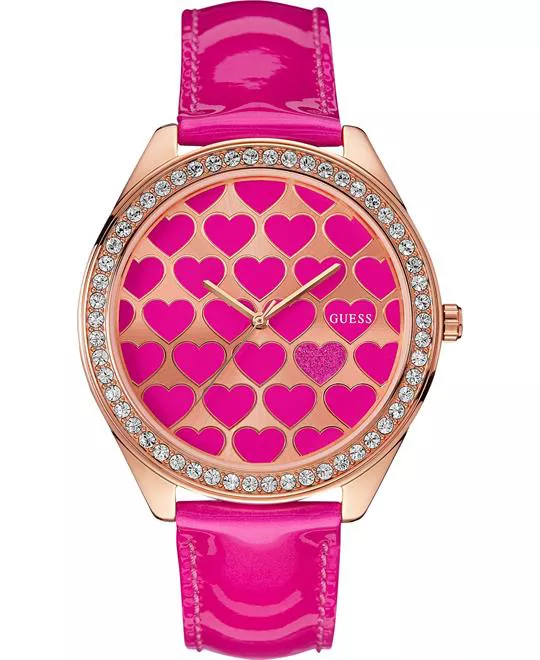 GUESS Pink Heart  Patent Women's Watch 44mm 