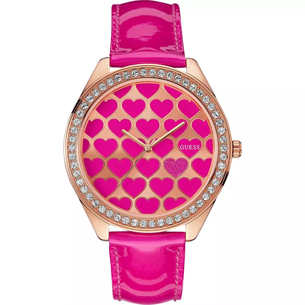 GUESS Pink Heart  Patent Women's Watch 44mm 