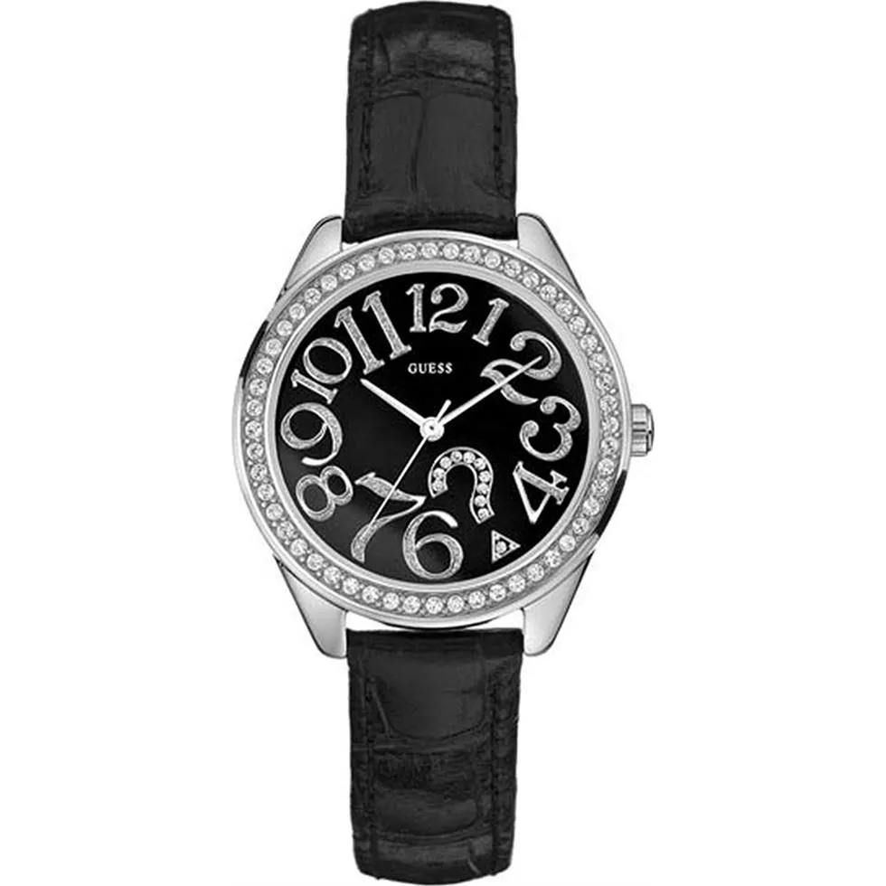 Guess Womens Black Leather Watch 36mm
