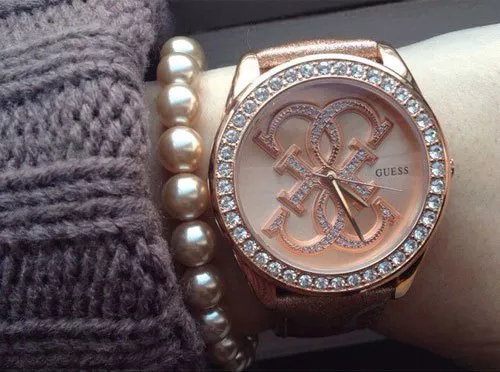 Guess Dazzling Iconic Logo Crystal Womens Watch 41mm