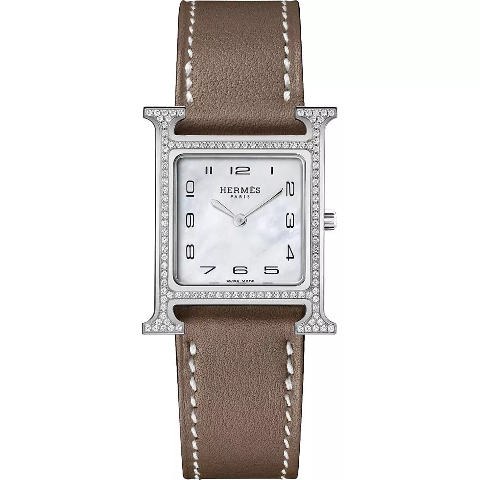 Hermes H Hour 046512ww00 Small PM Watch 21mm