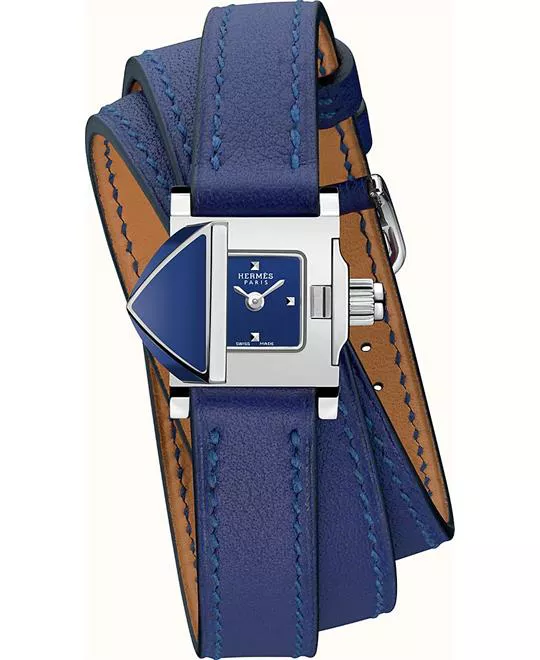 Hermes Medor Rock W046338WW00 Blue-lacquered Watch 16x16mm