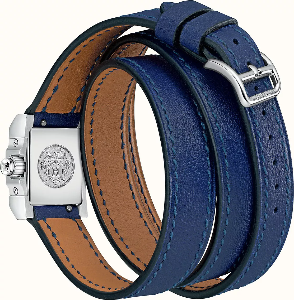Hermes Medor Rock W046338WW00 Blue-lacquered Watch 16x16mm