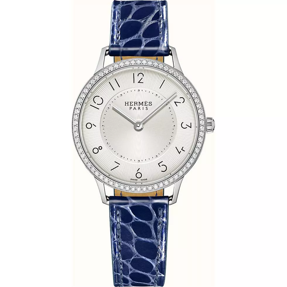 Hermes Slim W041702WW00 Diamonds Steel Watch 32mm