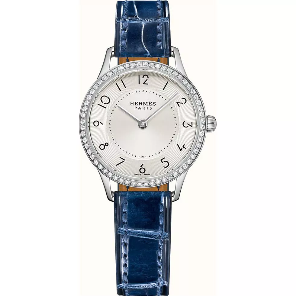 Hermes Slim W041739WW00 Diamonds Steel Watch 25mm