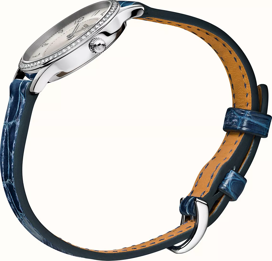 Hermes Slim W041739WW00 Diamonds Steel Watch 25mm