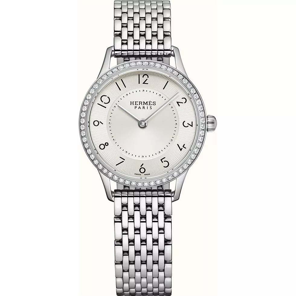 Hermes Slim W041743WW00 Diamonds Steel Watch 25mm