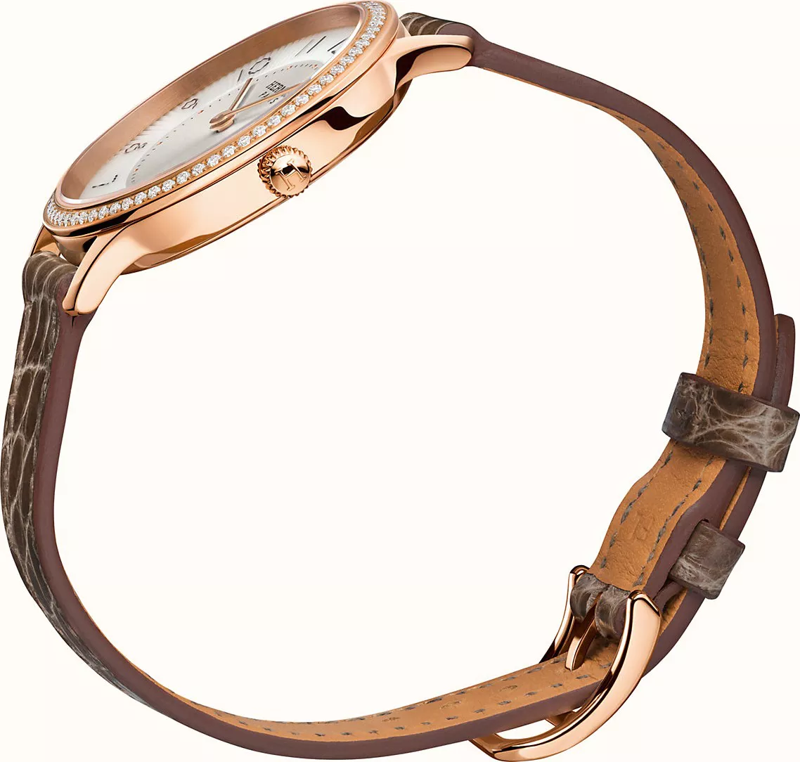Hermes Slim W041770WW00 Diamonds Rose Gold Watch 32mm