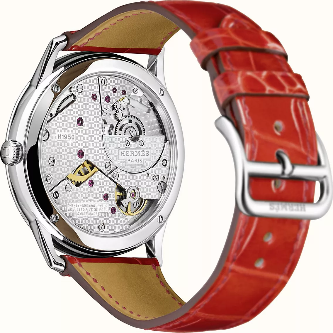 Hermes Slim W043201WW00 Diamonds Steel Watch 39.5mm