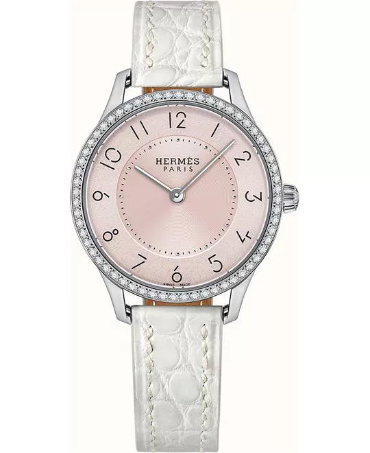 Hermes Slim W044611WW00 Steel Diamonds Watch 25mm