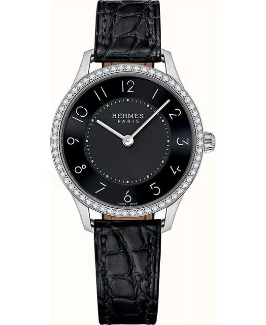 Hermes Slim W044837WW00 Steel Diamonds Watch 25mm