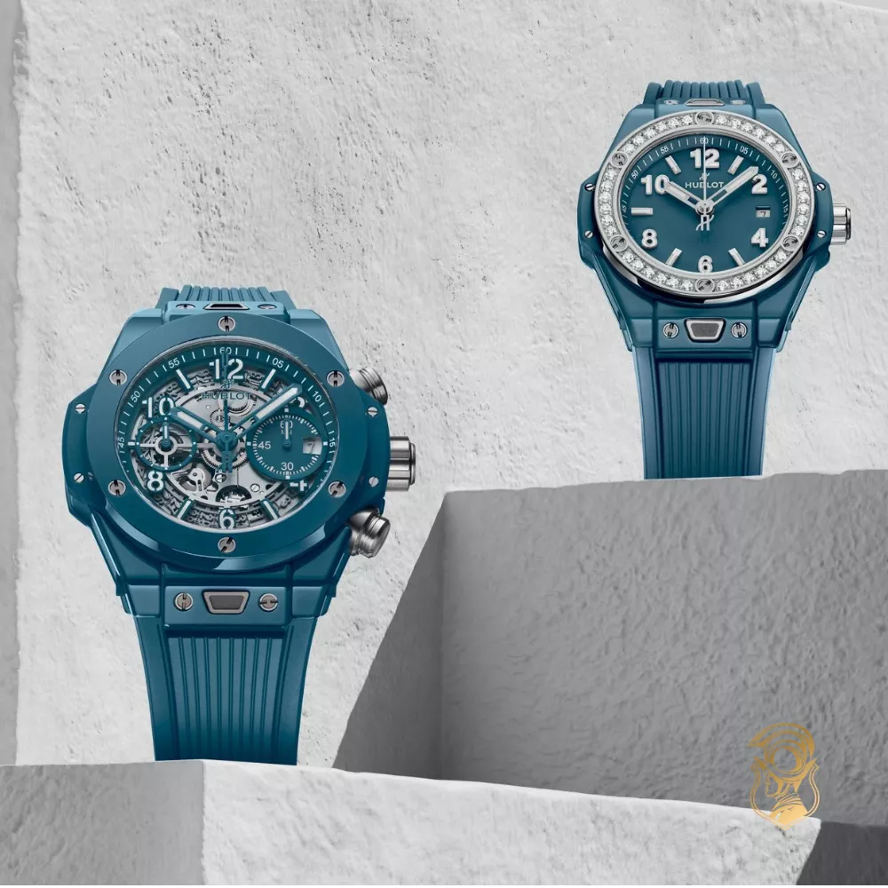 Hublot Big Bang 485.ES.5171.RX.1204 One Click Petrol Blue Ceramic Diamonds Watch 33mm