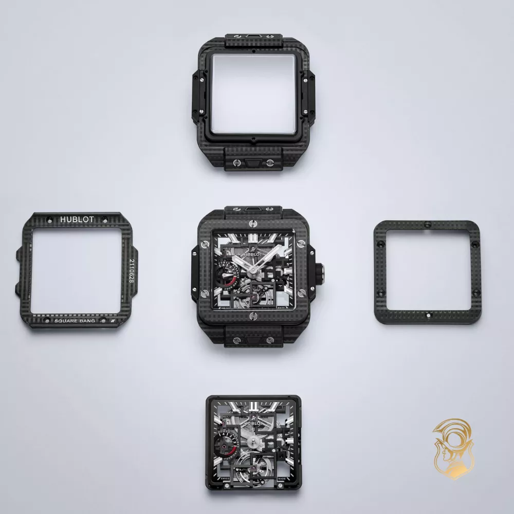 Hublot Square Bang 805.QD.0170.RX Tourbillon 4-Day power Reserve 3D Carbon Watch 42mm
