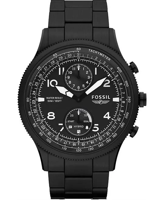 Hybrid Smartwatch Retro Pilot Dual-Time Black Watch 44MM
