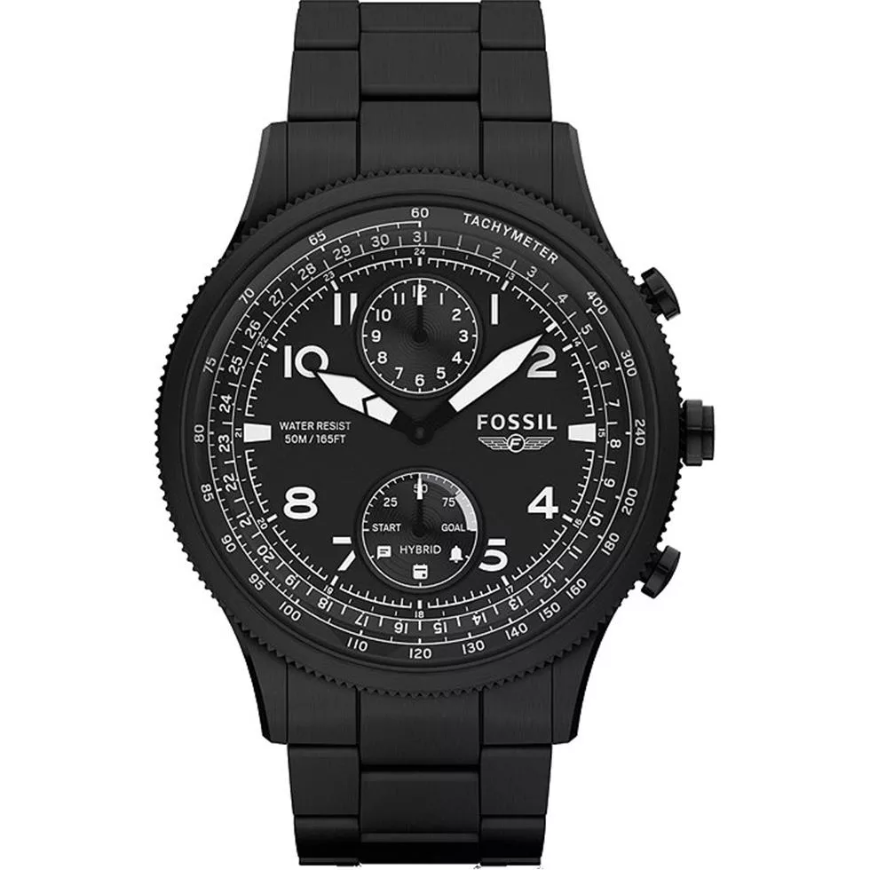 Hybrid Smartwatch Retro Pilot Dual-Time Black Watch 44MM