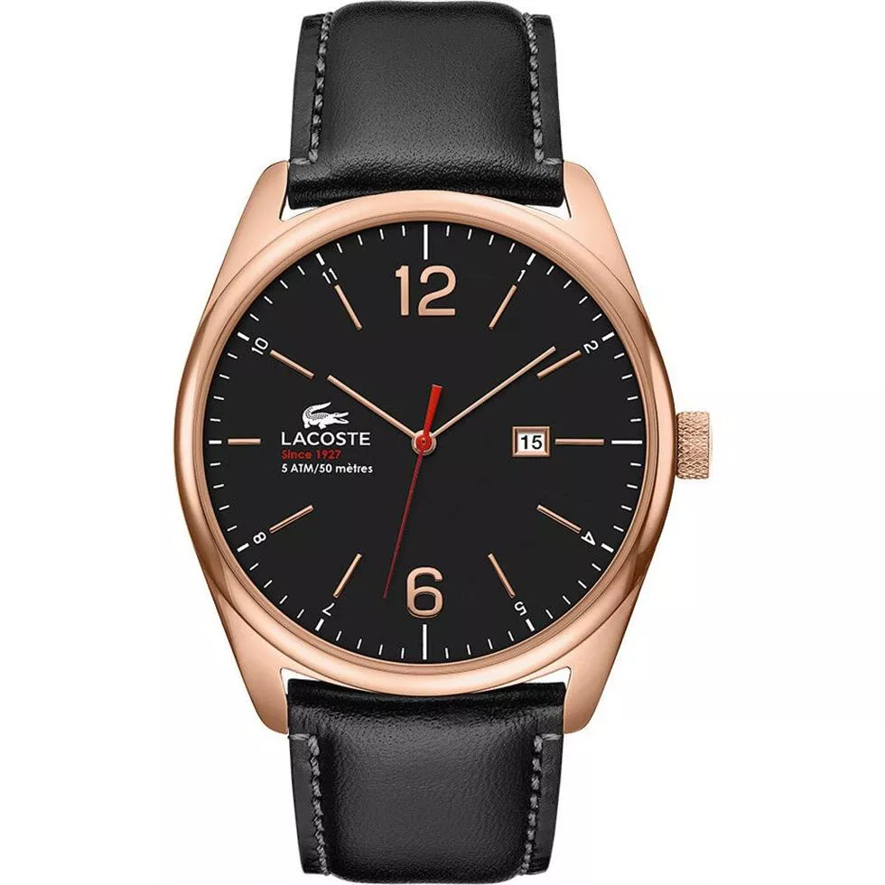 Lacoste Austin Black Leather Watch 44mm