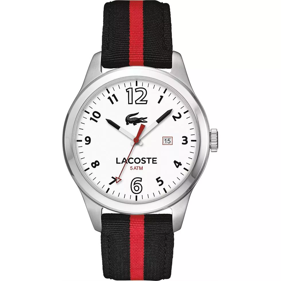 Lacoste Men's Auckland Black and Red Watch 44mm 