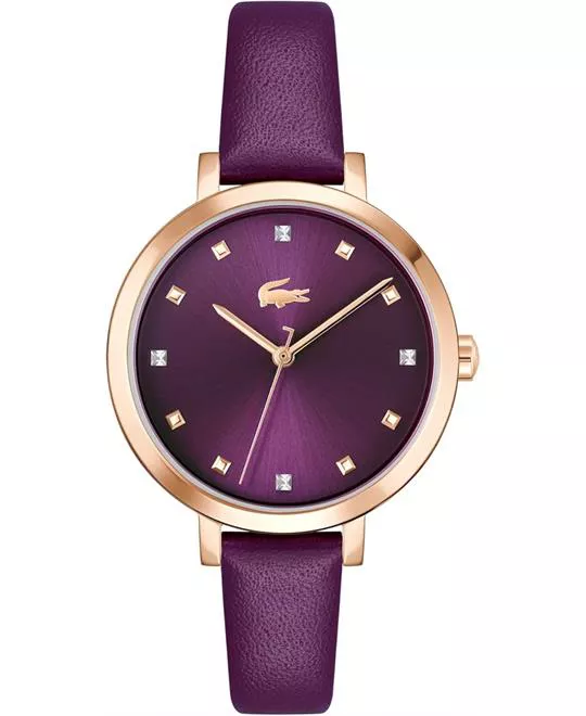 Lacoste Riga Purple Leather Plum Dial Watch 34mm