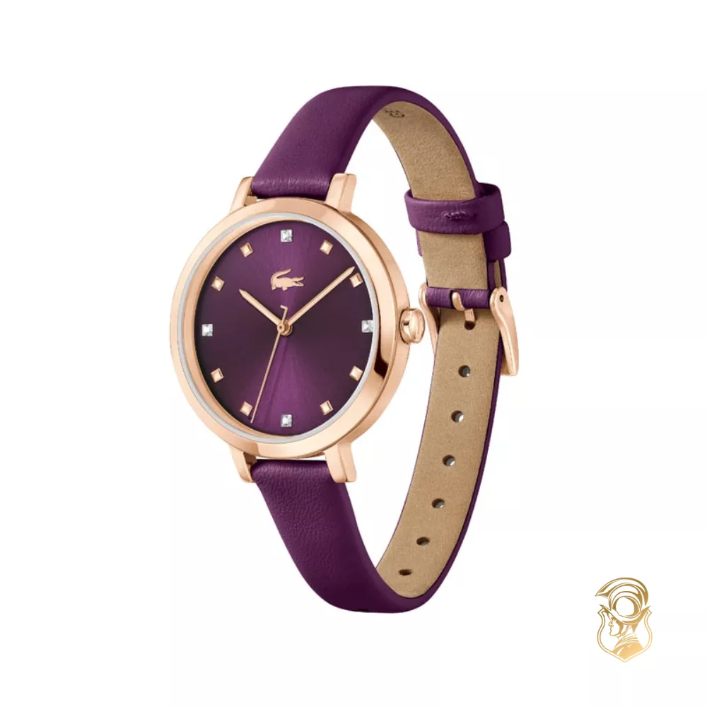 Lacoste Riga Purple Leather Plum Dial Watch 34mm
