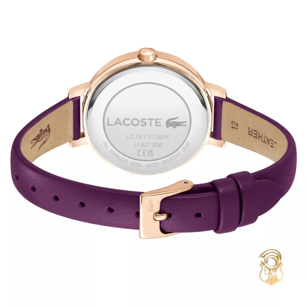 Lacoste Riga Purple Leather Plum Dial Watch 34mm