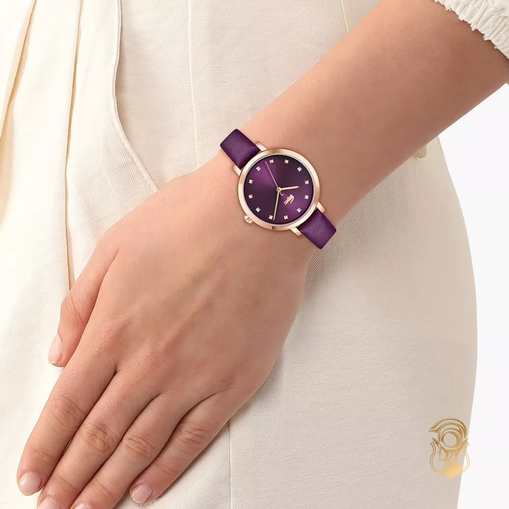 Lacoste Riga Purple Leather Plum Dial Watch 34mm