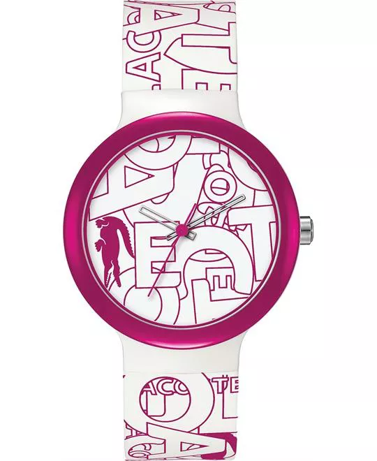 Lacoste Unisex White and Pink Silicone Watch 40mm 