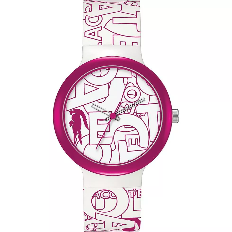 Lacoste Unisex White and Pink Silicone Watch 40mm 