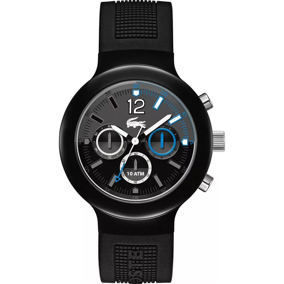 Lacoste Watch, Men's Chronograph- Black Silicone 44mm 