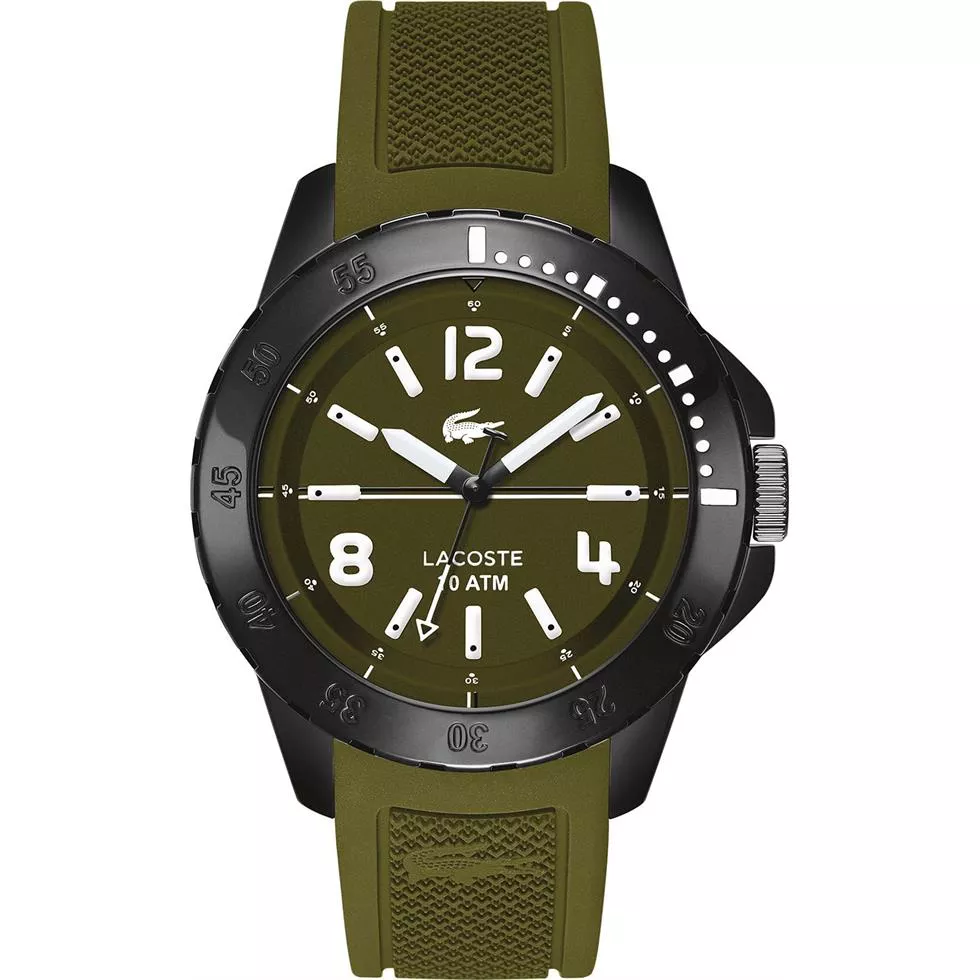 Lacoste Watch, Men's Fidji Olive Silicone 46mm 