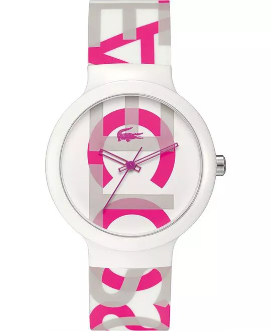Lacoste Watch, Unisex Print White Silicone 40mm