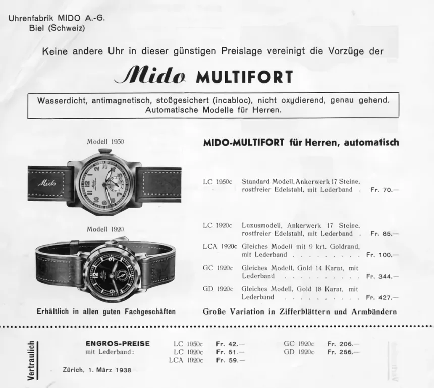 lịch sử thương hiệu đồng hồ Mido 1