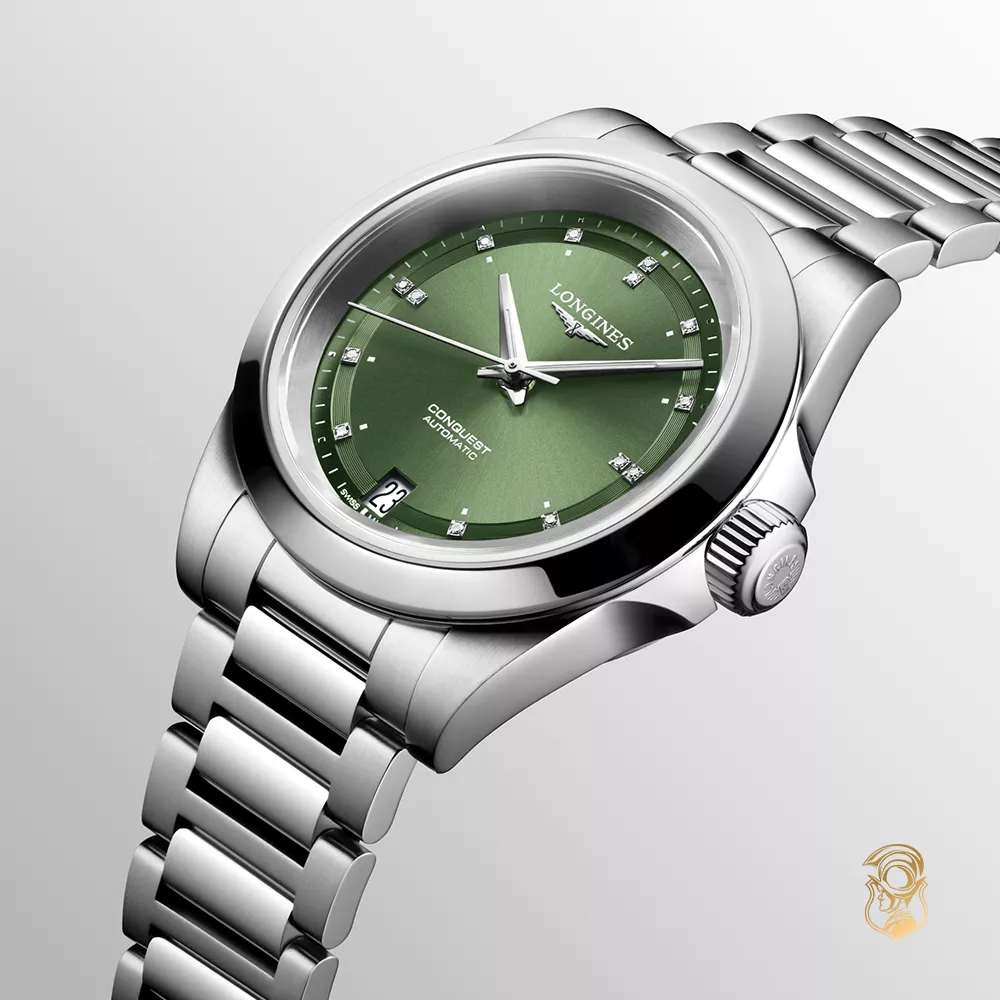 Longines Conquest L3.430.4.07.6 Green Diamond Watch 34mm