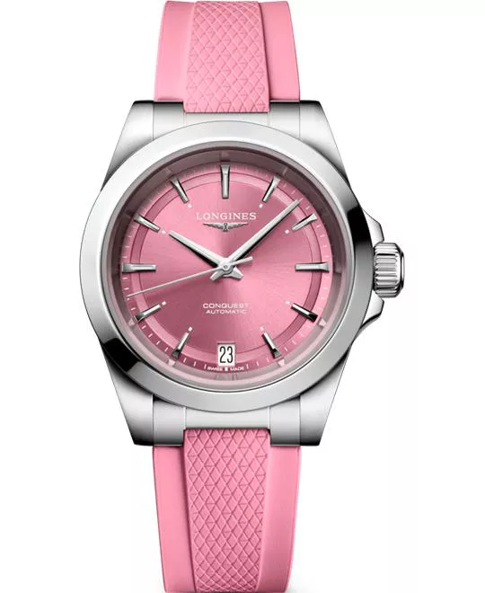 Longines Conquest L3.430.4.99.9 Pink Silicone Watch 34mm