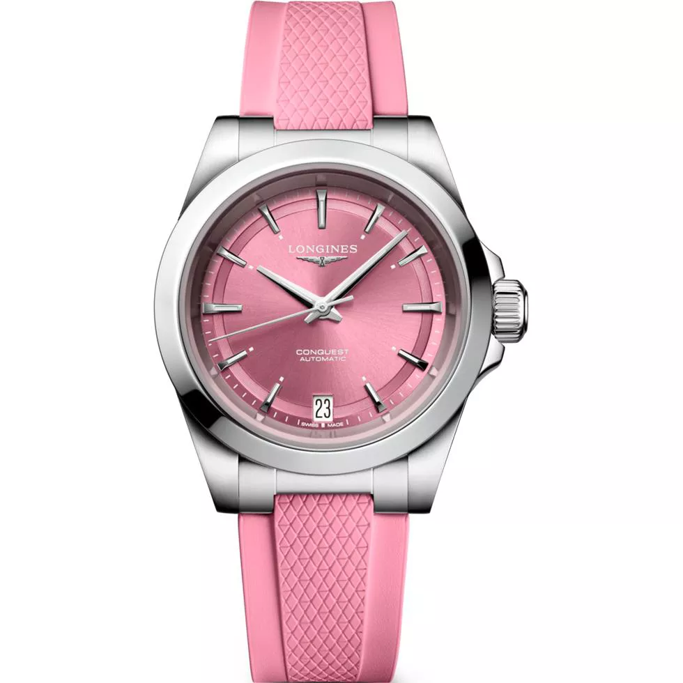 Longines Conquest L3.430.4.99.9 Pink Silicone Watch 34mm