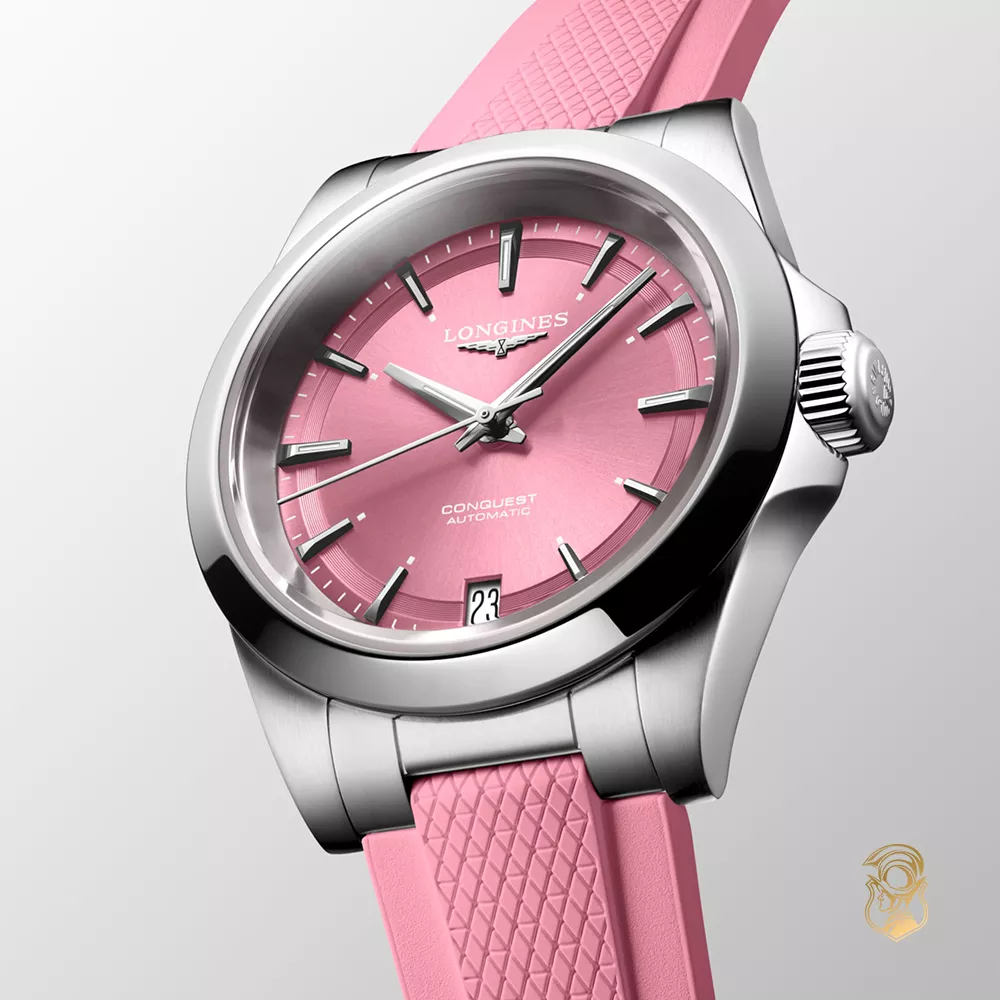 Longines Conquest L3.430.4.99.9 Pink Silicone Watch 34mm