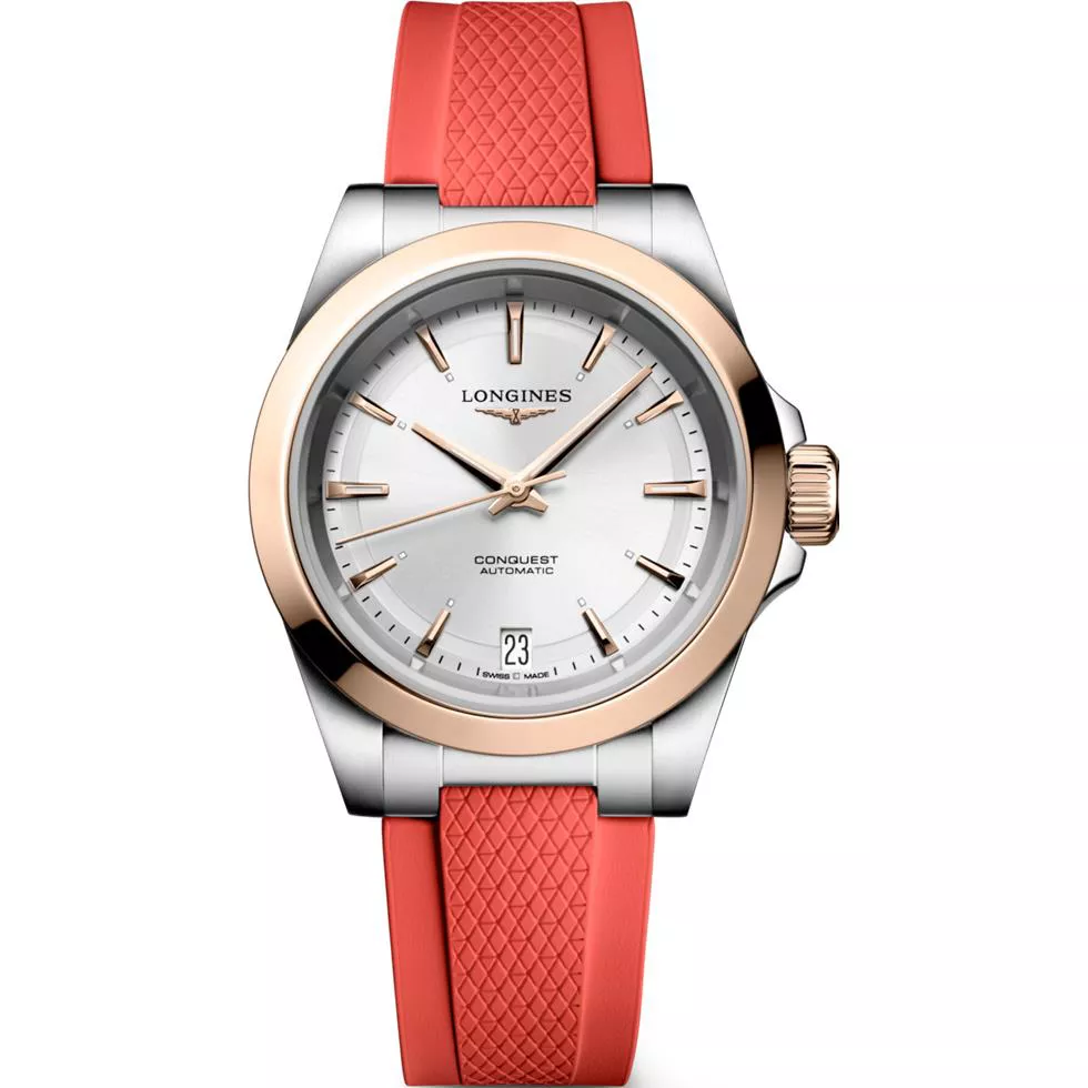 Longines Conquest L3.430.5.72.9 Red Silicone  Automatic 34mm 