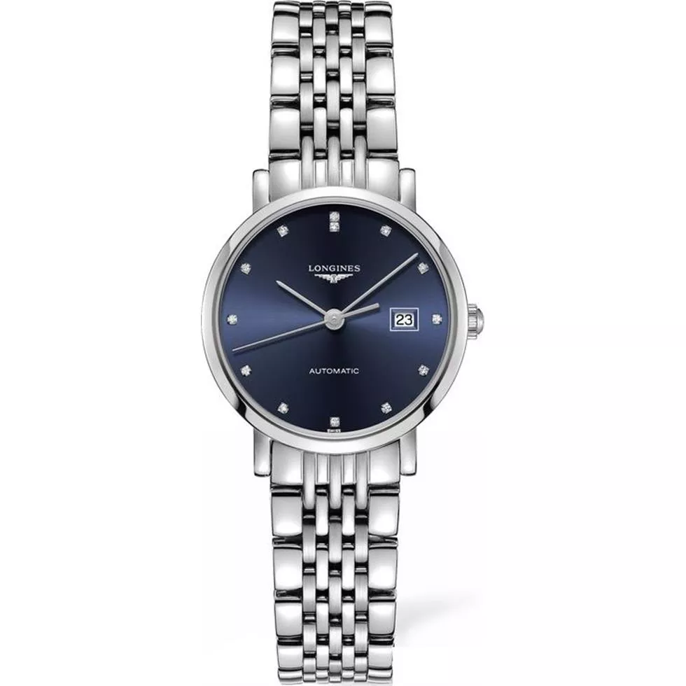 Longines Elegant L4.310.4.97.6 Blue Diamond Watch 29mm