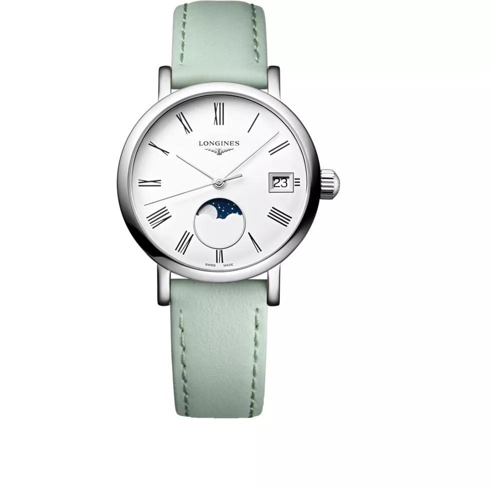 Longines Elegant L4.330.4.11.0 Green-Tone Moonphase Watch 30mm