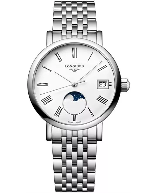 Longines Elegant L4.330.4.11.6 Silver-Tone Moonphase Watch 30mm