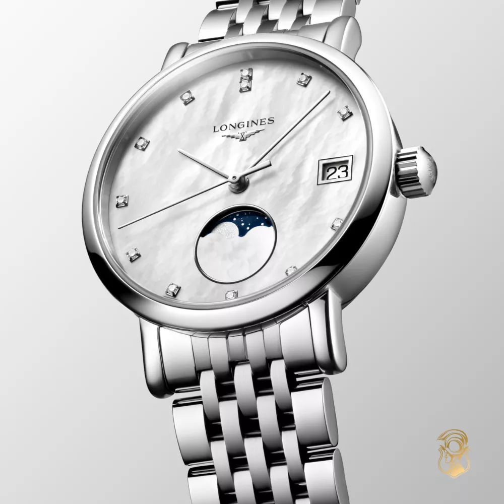 Longines Elegant L4.330.4.87.6 Silver-Tone Moonphase Watch 30mm