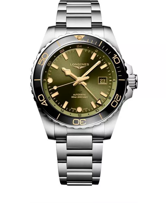 Longines Hydroconquest L3.890.4.06.6 Green - Tone GMT Watch 43mm