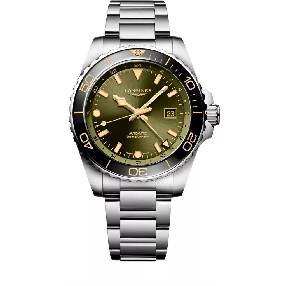 Longines Hydroconquest L3.890.4.06.6 Green - Tone GMT Watch 43mm