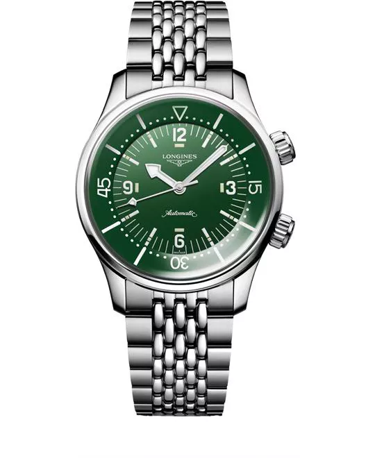 Longines Legend L3.764.4.06.6 Green-Tone Diver Watch 39mm