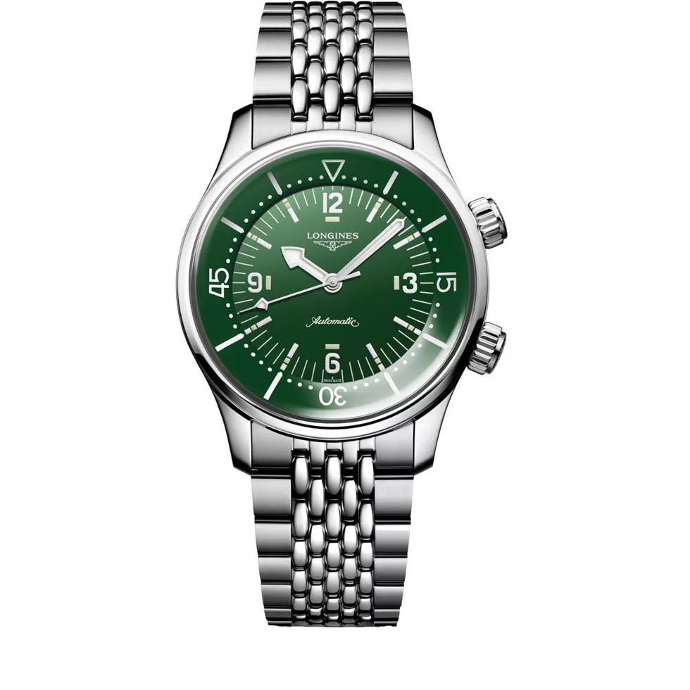 Longines Legend L3.764.4.06.6 Green-Tone Diver Watch 39mm