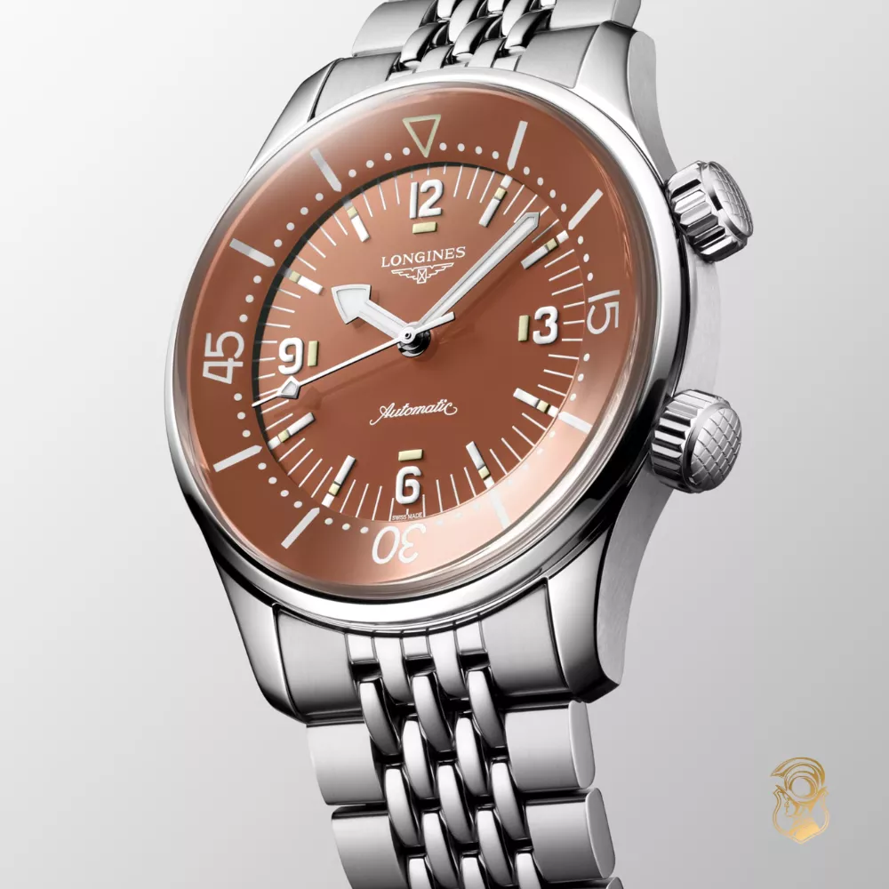 Longines Legend L3.764.4.96.6 Terracotta-Tone Diver Watch 39mm