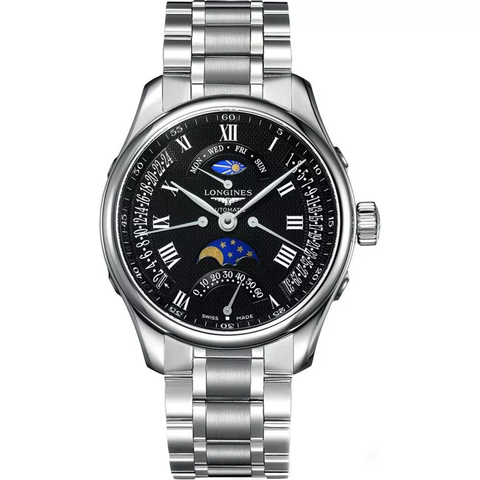 Longines Master L2.739.4.51.6 Moonphase Watch 44mm 