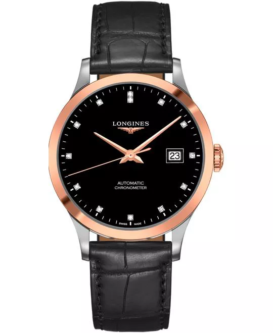 Longines Record L2.821.5.57.2 Chronometer Diamond Watch 40mm