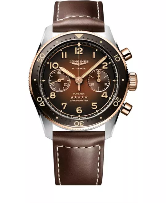 Longines Spirit L3.821.5.59.2 Brown - Tone Flyback Watch 42mm