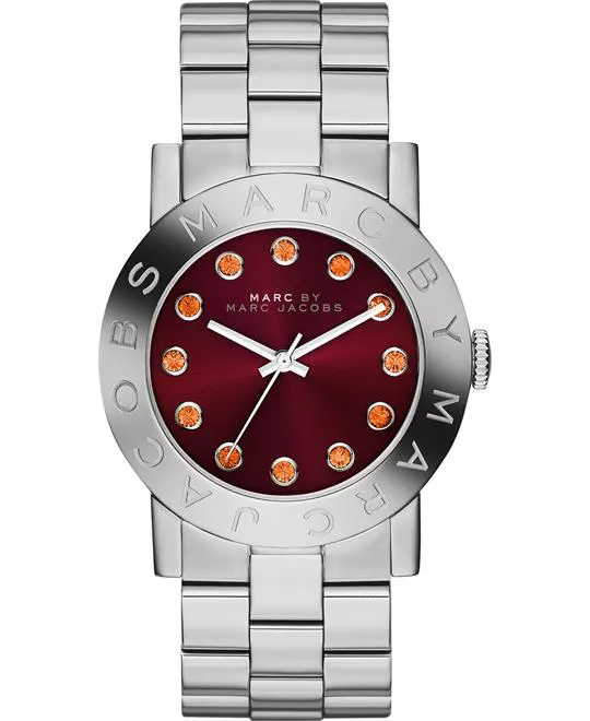 Marc Jacobs AMY Silver Tone/Cabernet Red Dial Watch 36mm 